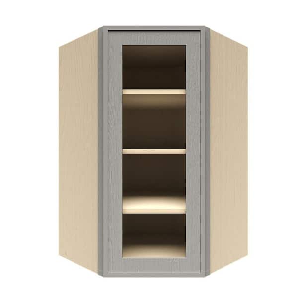 Slim Shaker Assembled 24 in. W x 42 in. H x 12 in. D Wall Diagonal Corner Kitchen Cabinet in Gray