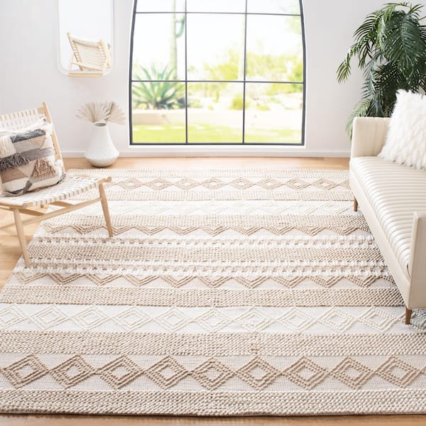 Natura 11 ft. x 15 ft. Beige/Ivory Striped Diamonds Area Rug