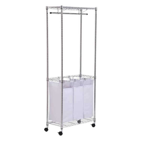 Honey-Can-Do 74 in. H Chrome Rolling Urban Laundry Center