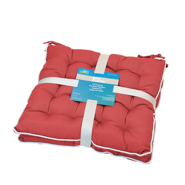 Patio Premier Red Spunpoly Square Outdoor Seat Cushion with Flame Retardant Filling (2-Pack)