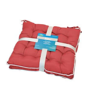 Red Spunpoly Square Outdoor Seat Cushion with Flame Retardant Filling (2-Pack)