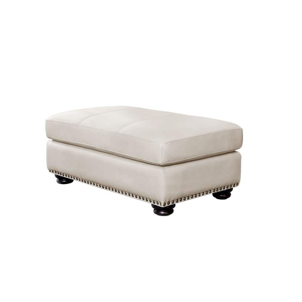 Ivory leather outlet footstool