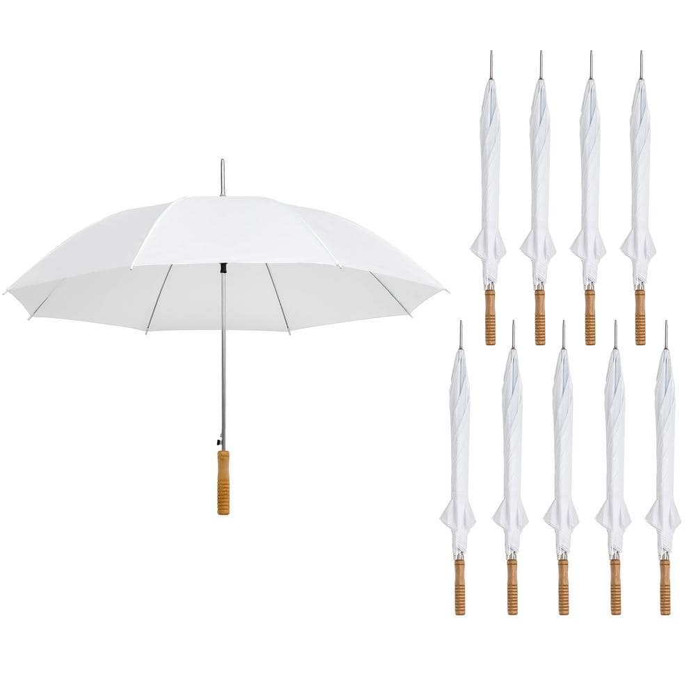 Elegant White Nylon and Polyester Wedding Umbrella Set