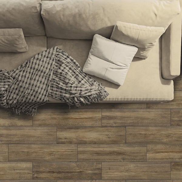 Florida Tile Home Collection - Tahoe Cedar Brown 6 in. x 24 in. Porcelain Floor and Wall Tile (14 sq. ft./Case)