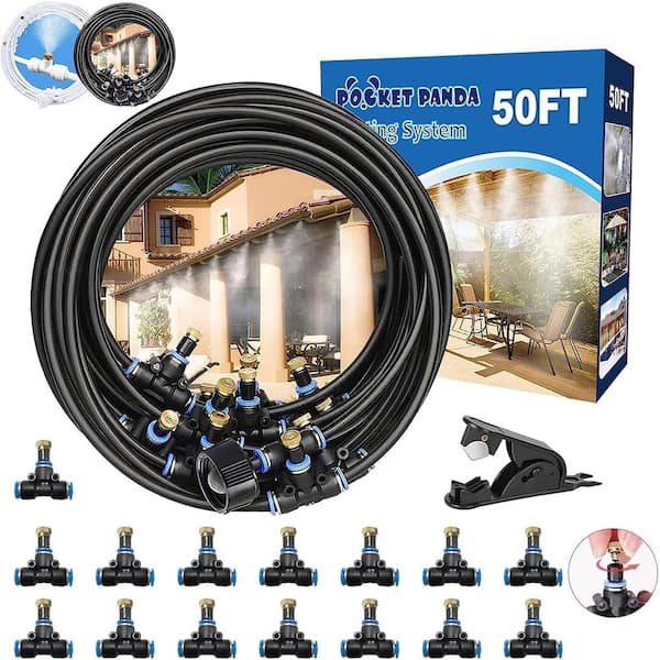 Misopily 50 ft. Misting Cooling System with Filter for Outdoor Garden, Backyard Cooling