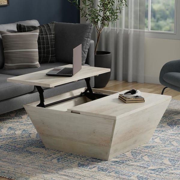 Abba 36 in. White Wash Square Solid Mango Wood Lift Top Coffee Table