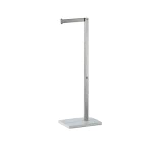 Standing Toilet Paper Holder with Storage in Brushed Nickel