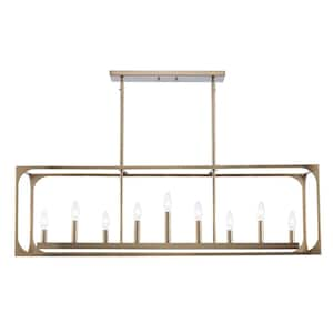 Ruby Ridge 9-Light Gold Hanging Linear Island Chandelier Light Fixture