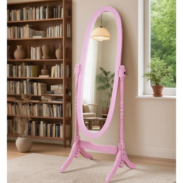 GOGEXX Queen Anne Style Pink 16 in. W x 59.25 in. H Floor Mirror