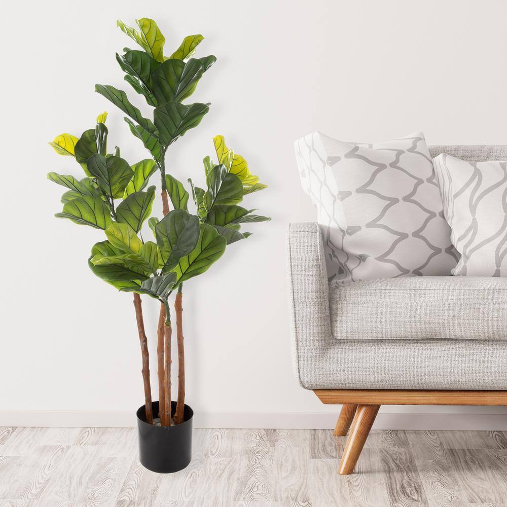 Pure Garden 50 in. Artificial Fiddle Leaf Tree Potted Faux Floor