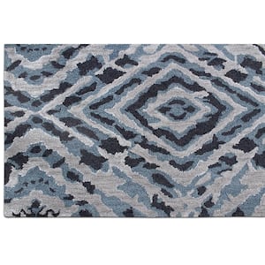 E1722 Blue 5 ft. x 8 ft. Hand Tufted Modern Wool and Viscose Area Rug