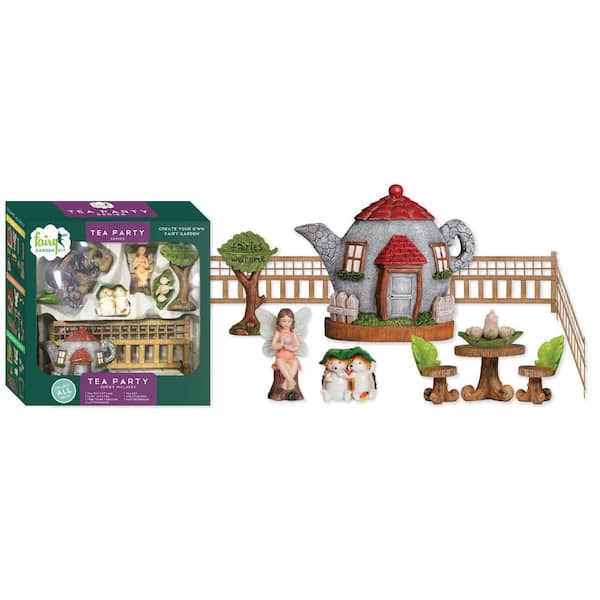 Arcadia Garden Products Tea Party Polyresin Fairy Garden Kit (11-Piece)
