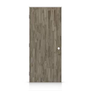 32 in. x 80 in. Flush Right-Handed Hollow-Core Weather Gray Stained Smooth Pine Wood Single Prehung Interior Door