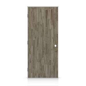 24 in. x 84 in. Flush Right-Handed Hollow-Core Weather Gray Stained Smooth Pine Wood Single Prehung Interior Door