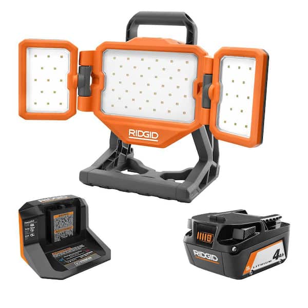 RIDGID 18V Hybrid Panel Light Kit with 4.0Ah Battery and Charger