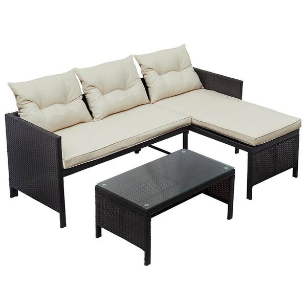 Piece Rattan Outdoor Furniture Sofa Set, Wicker Outdoor Sofa With Chaise