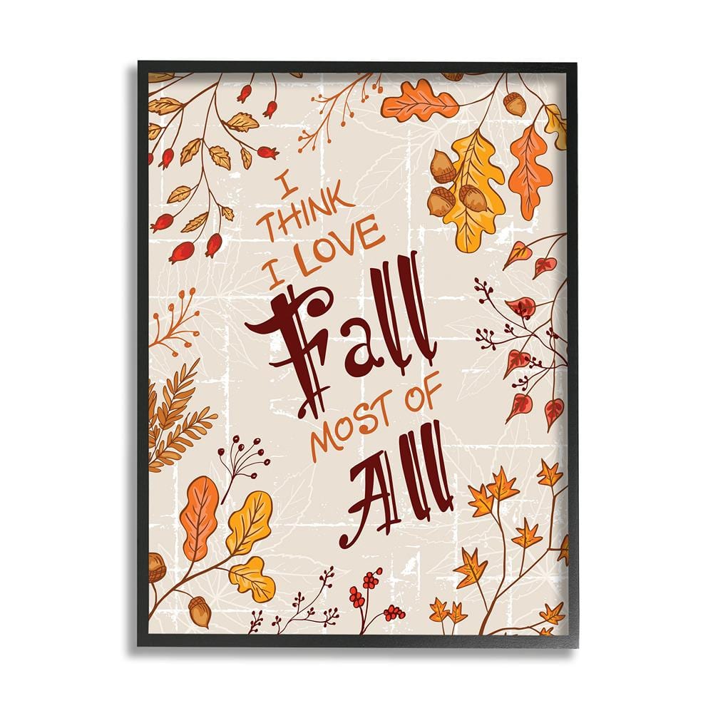 Love Fall Leaf Border by Diane Labombarbe 1 Piece Framed Graphic Print Nature Poster Art Print 30 in. x 24 in. price history on PriceWatchPro