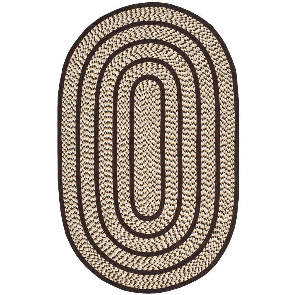 SAFAVIEH Braided Ivory/Dark Brown 3 ft. x 4 ft. Oval Border Area Rug Introducing Safavieh's Braided Rug Collection. The vibrant colors make selecting this rug easy to match the decor in any room and are reversible to give excellent value. This is truly a beloved American classic; perfect for casual 21st century homes and lifestyles. This beauty is a great addition to your home whether in the country side or busy city. Color: Ivory/Dark Brown.