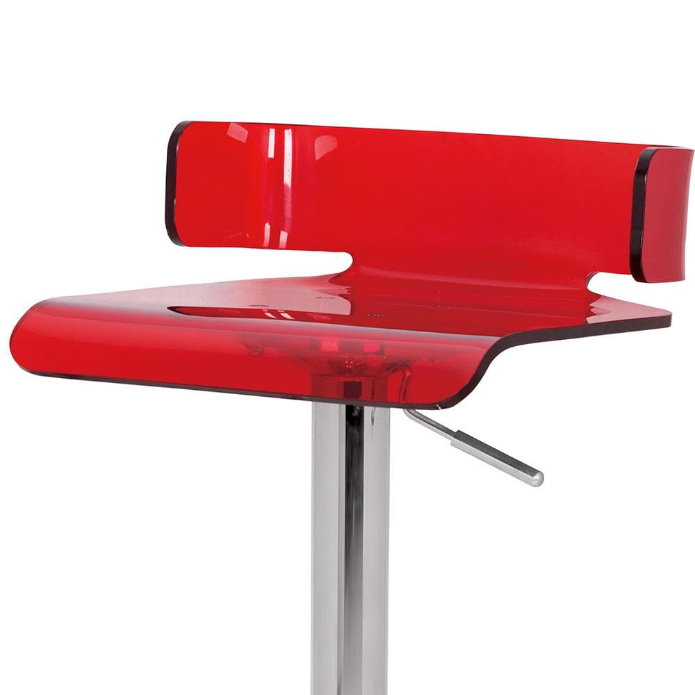 Rania Red and Chrome Adjustable Swivel Acrylic Bar Stool