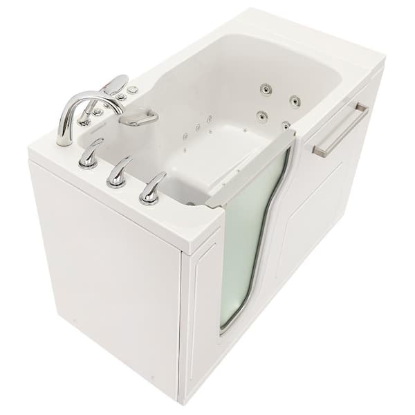 Ella Ultra 52 in. x 30 in. Walk-In Whirlpool & Air Bath Bathtub in White, LHS Door, Heated Seat, 5 Piece Faucet, Dual Drain