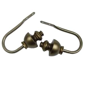 ANTIQUE BRUSHED BRASS BALL END METAL CURTAIN HOLD BACKS TIEBACKS £13.49 PER PAIR 
