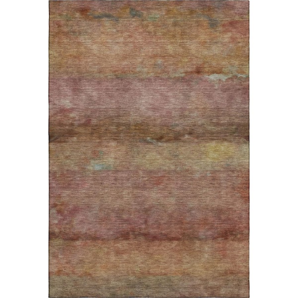 Mayfield Premium Machine Washable Abstract AMF2311 Terracotta 5 ft. x 7 ft. 6 in. Area Rug