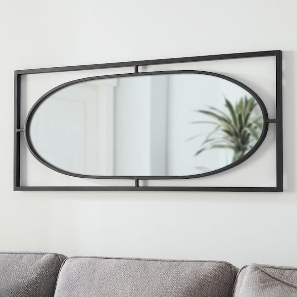 Home Decorators Collection Small Rectangle Black Oval Classic Accent Mirror (17 in. H x 40 in. W)
