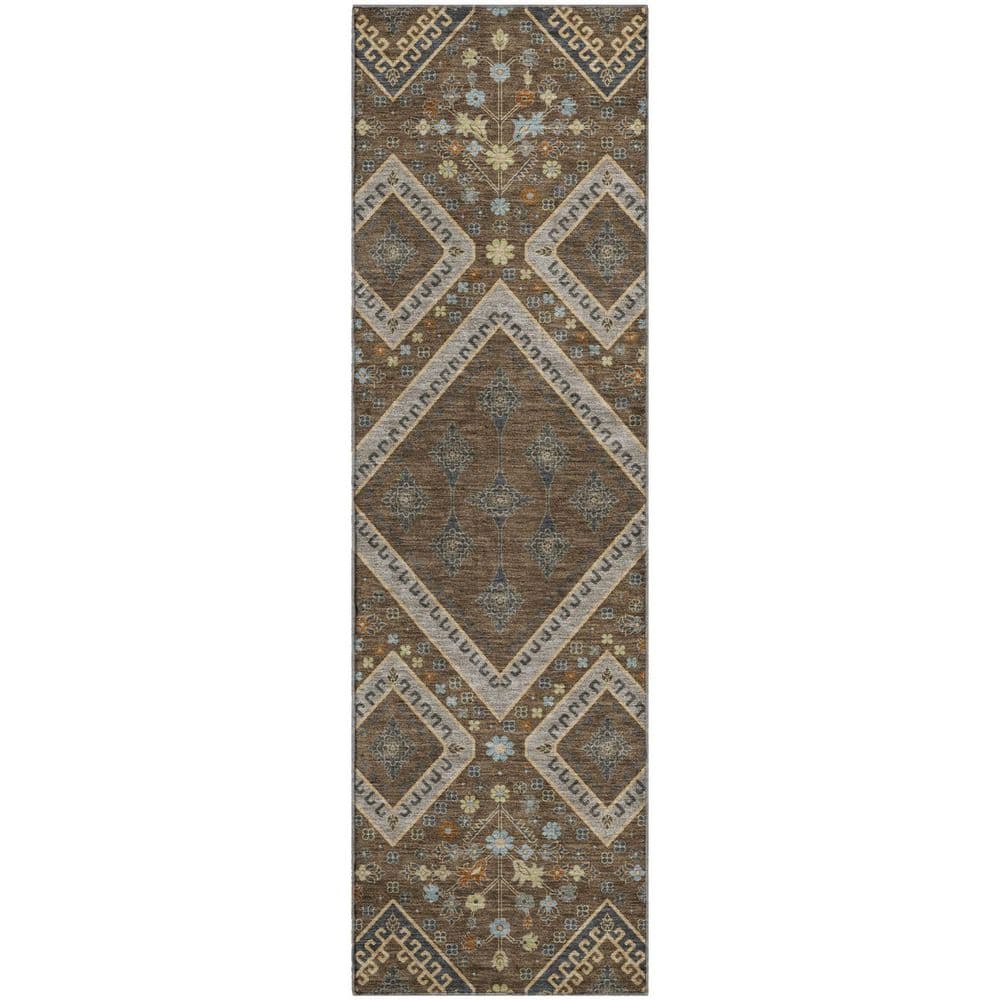Mayfield Premium Machine Washable Abstract AMF2459 Chocolate 2 ft. x 7 ft. Runner Rug price history on PriceWatchPro