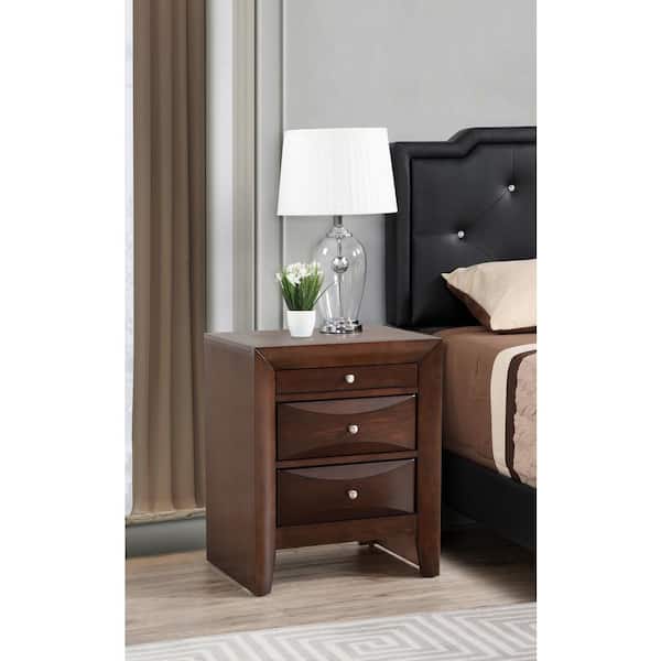 AndMakers Marilla 3-Drawer Cappuccino Nightstand (28 in. H x 23 in. W x 17 in. D)