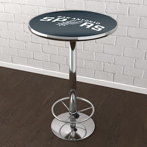 NBA San Antonio Spurs 3-Piece Round Acrylic Top Chrome Bar Table Set Seats 2