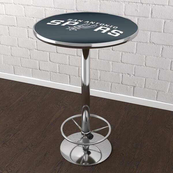 Unbranded NBA San Antonio Spurs 3-Piece Round Acrylic Top Chrome Bar Table Set Seats 2