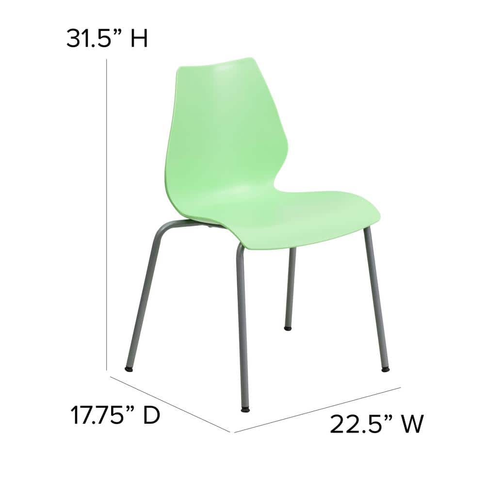 Hercules Series 770 lb Green Polypropylene Stack Chair with Silver Frame