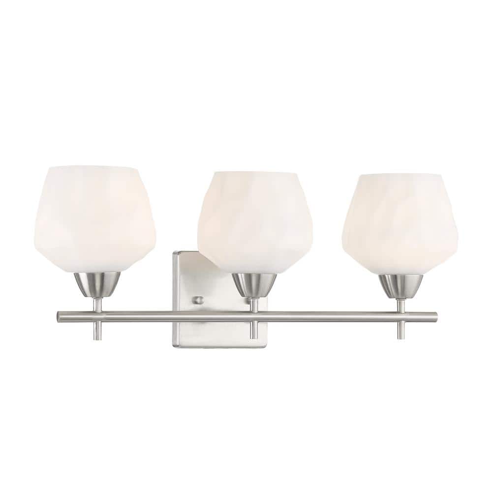 Camrin 20.75 in. 3-Light Brushed Nickel Vanity Light with White Glass Shades price history on PriceWatchPro