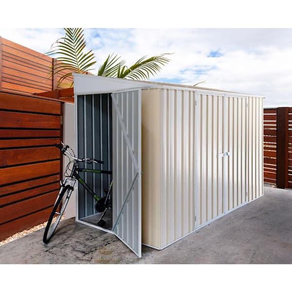 10 ft. W x 5 ft. D Metal Bike Shed in Classic Cream with SNAPTiTE assembly system 60 sq. ft.