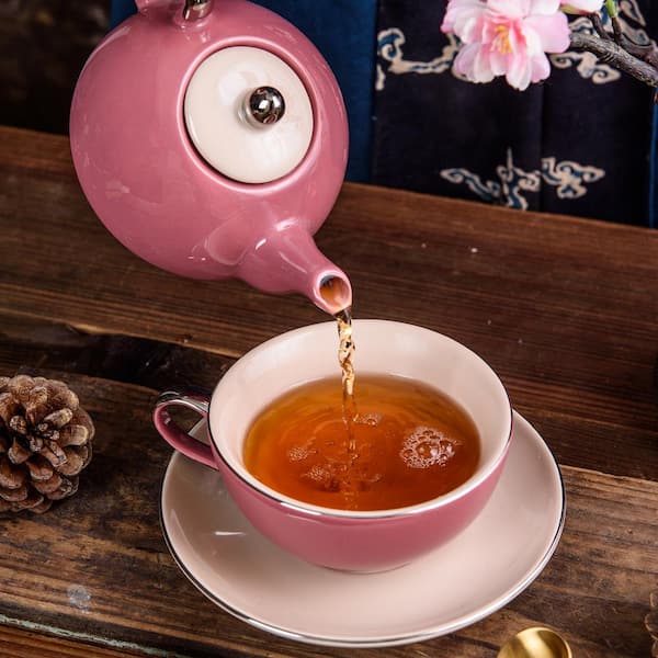 Miniature Pink Tea Pot, Floral Design Pink Mini Tea Pot, Style #89