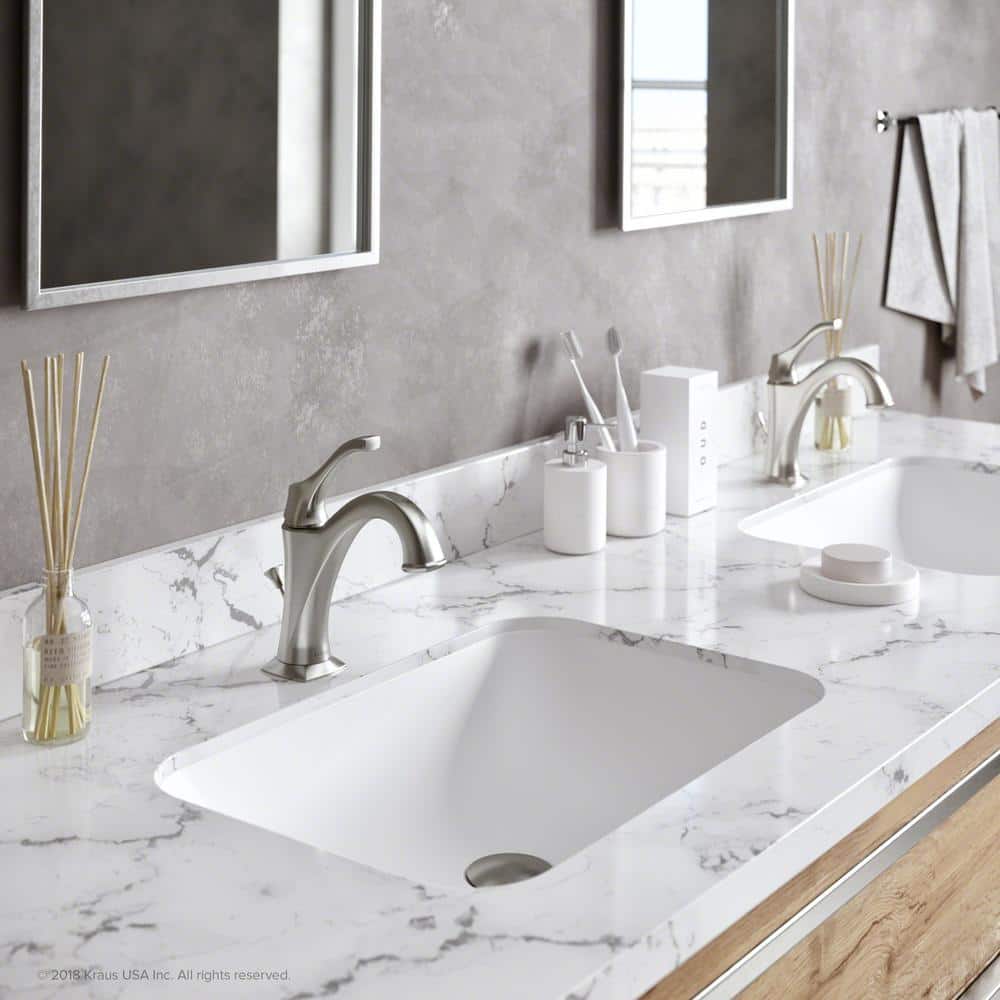 Arlo Spot-Free Brushed Nickel Single Handle Bathroom Faucet Set