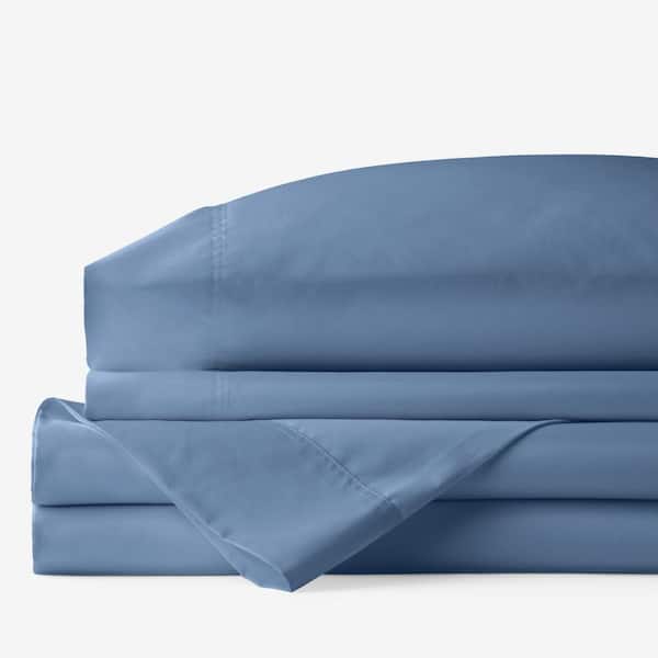 The Company Store Company Cotton Rayon Made From Bamboo 4-Piece Blue Horizon 300-Thread Count Sateen Full Sheet Set