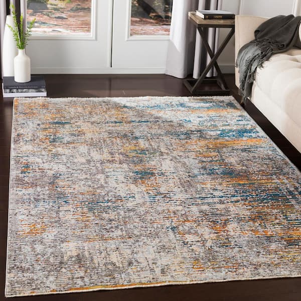 Congressional Orange/Blue 5 ft. x 8 ft. 2 in. Abstract Area Rug
