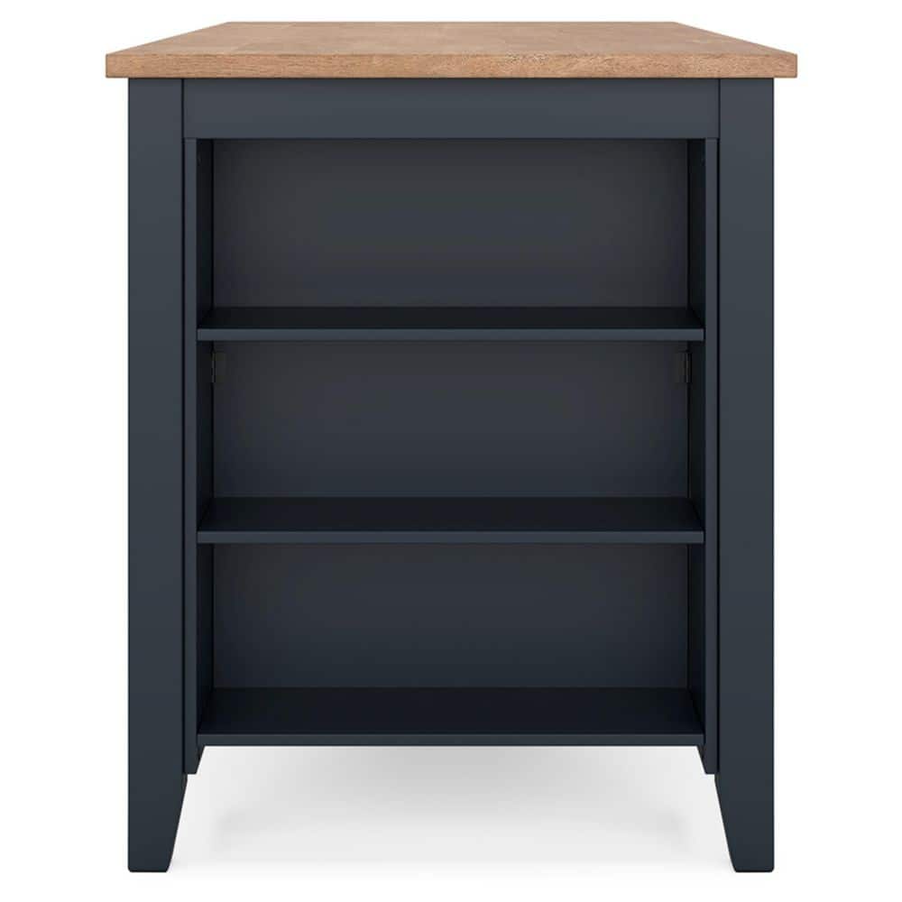 Beige and Blue Extendable Mango Wood Counter Height Dining Table
