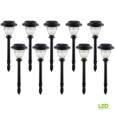 Solar 4.2 Lumens Black Outdoor Integrated LED Landscape Path Light (10-Pack); Weather/Water/Rust Resistant