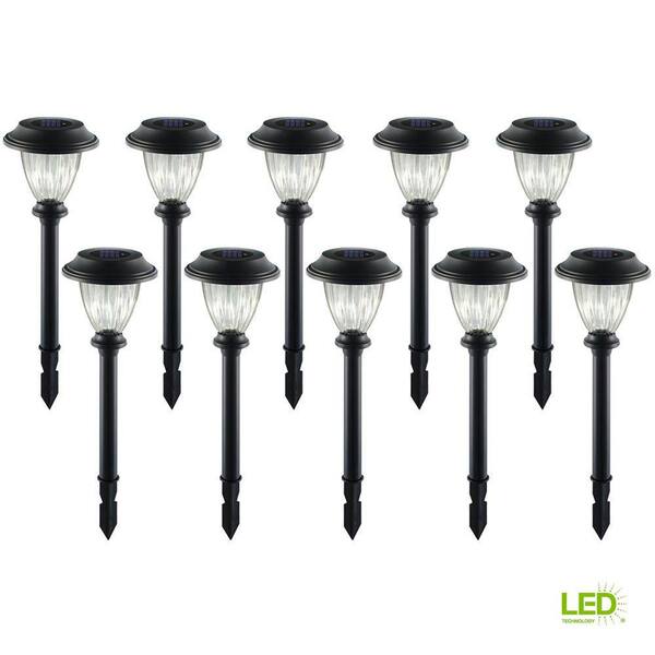 Hampton Bay Solar 4.2 Lumens Black Outdoor Integrated LED Landscape Path Light (10-Pack); Weather/Water/Rust Resistant