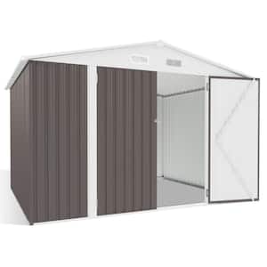 10ft. W x 8ft. D Outdoor Galvanized Steel Storage Metal Shed with Double Lockable Doors and Air Vents for Lawn 80sq. ft.