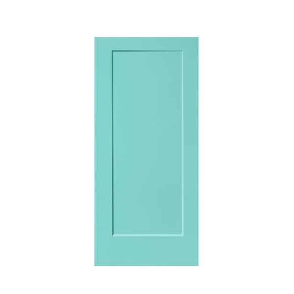 CALHOME 30 in. x 80 in. Mint Green Stained Composite MDF 1-Panel Interior Barn Door Slab