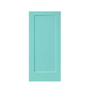36 in. x 80 in. 1-Panel Hollow Core Mint Green Stained Composite MDF Interior Door Slab for Pocket Door