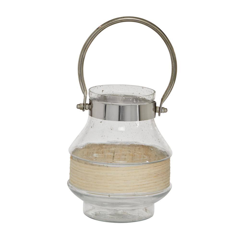 Clear Glass Hanging Candle Lantern with Metal Handle