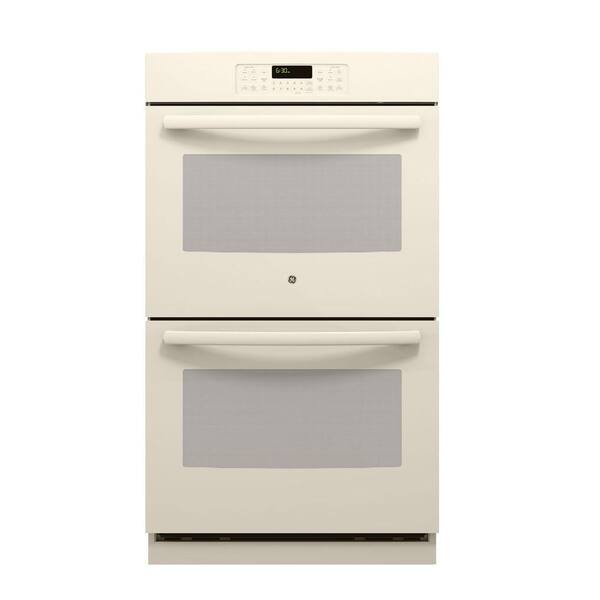 GE 30 in. Double Electric Wall Oven Self-Cleaning with Steam in Bisque