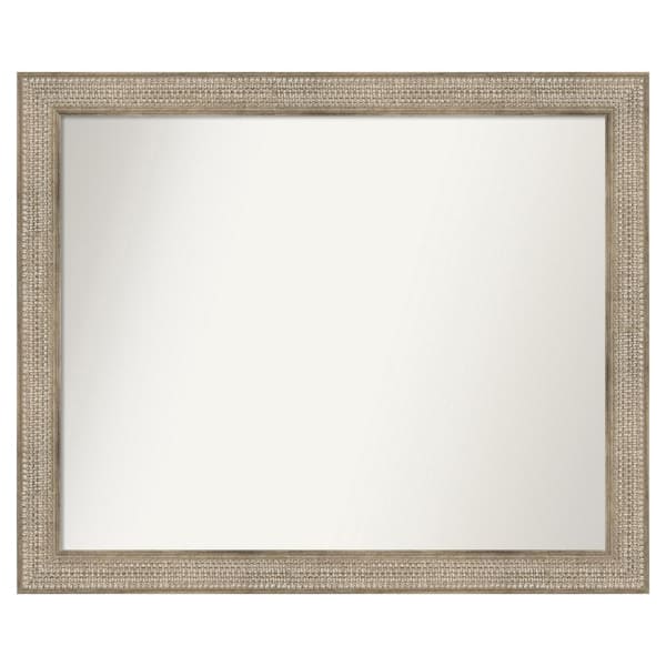 Amanti Art Trellis Silver 46 in. x 38 in. Custom Non-Beveled Wood Framed Bathroom Vanity Wall Mirror