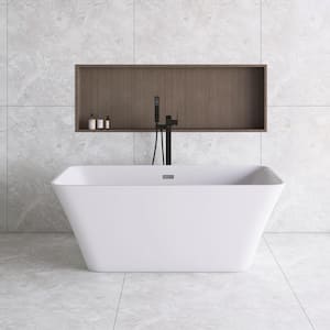 67 in. x 30 in. Acrylic Flatbottom Freestanding Non-Whirlpool Bathtub in White