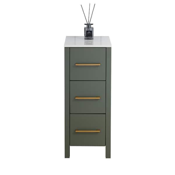  12 in. W x 18.5 in. D x 29 in. H Bath Vanity Cabinet without Top in Vintage Green with Engineered Marble Top