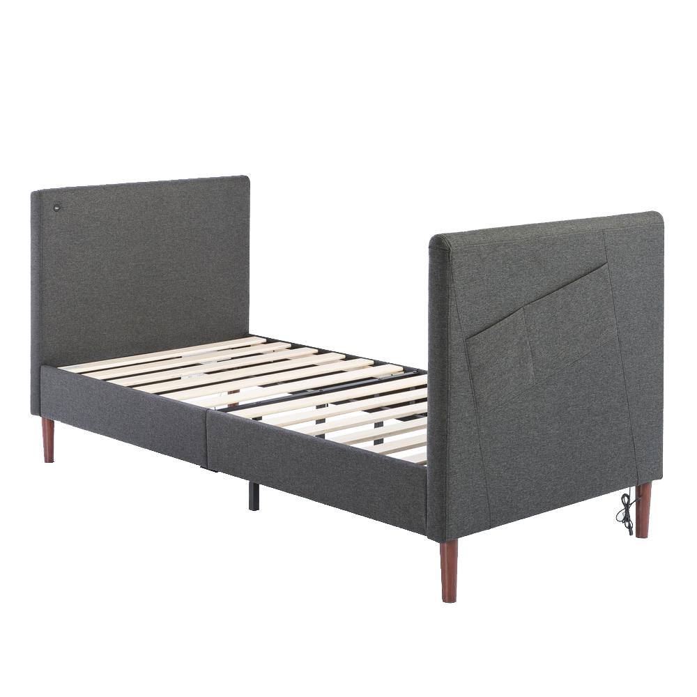 Zinus Judy Dark Grey Upholstered Twin Daybed with USB Ports FPPDJG039